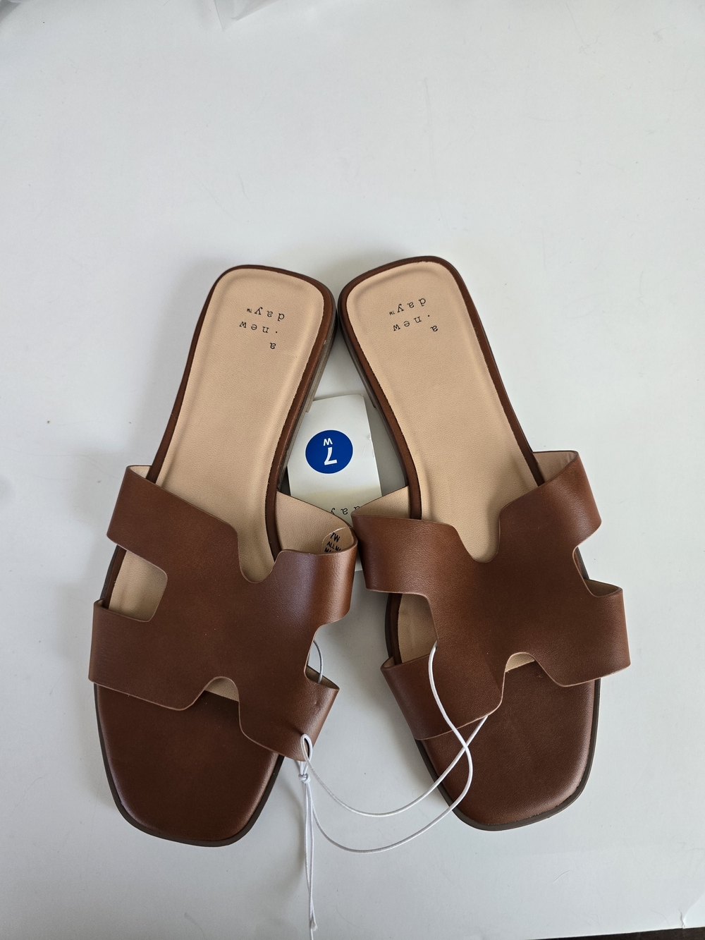 a new day Nina Cognac Cutout Slide Sandals